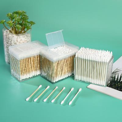 China 200 Cotton Bud Cube Box Stick Cotton Swab Bamboo Disposable Round Headed Makeup Master Remover Care Cosmetic Cotton Swab for sale