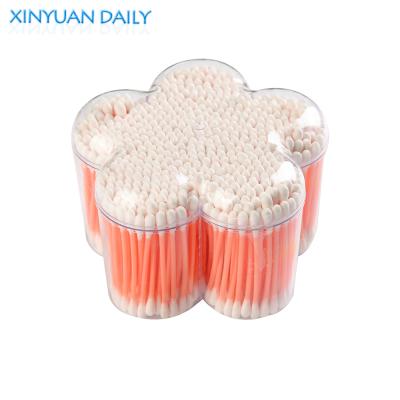 China Suits Colored Plastic Stick 500pcs Flower Shape Box Cotton Buds for sale