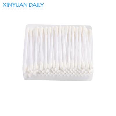 China 100PCS High Quality Plastic Plastic Stick 2 Round Cotton Earbuds for sale