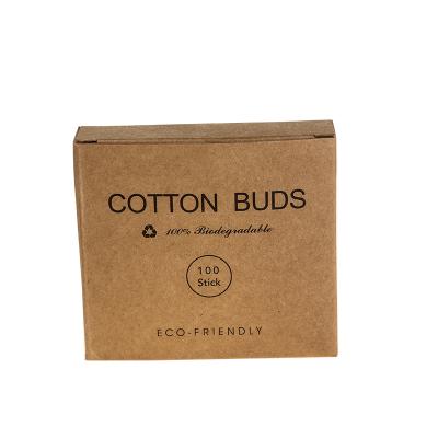 China Environmental Eco - Friendly 100PCS Cotton Tips In Kraft Paper Box Cotton Buds Bamboo for sale