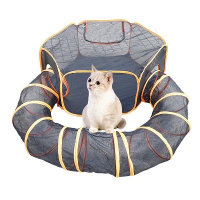 China Portable Outdoor Geometric Pet Cat Tunnel Bed Travel Foldable Cooling Cat Bed Tunnel Bed Net Pets for sale