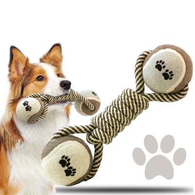 China Wholesale New Viable Durable Cotton Dumbbell Durable Rope Dog Chew Ball Dog Chew Toys Dog Molar Puzzle Toy for sale