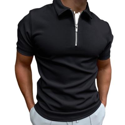 China Anti-wrinkle Men's 3D printed zipper short sleeve solid color POLO top T-shirt boys t-shirts polo shirts for sale