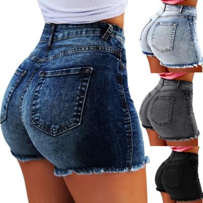 China QUICK DRY Summer women's denim shorts High-waisted denim shorts Elastic fabric denim shorts for sale