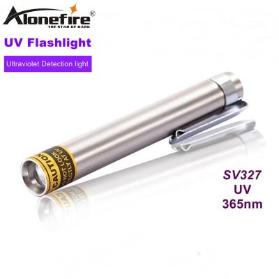 China ALONEFIRE SV327 365nm Mini Stainless Steel Money Travel Detection Light AAA Industrial UV Portable Ultraviolet Battery Cat Dog Pet Urine for sale