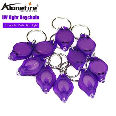 China ALONEFIRE Emergency Light Flashlight 395nm LED Mini Keychain Pet Cat Dog Passports Currency ID Urine Purple Money Detector Ultraviolet Lamp 395nm LED for sale