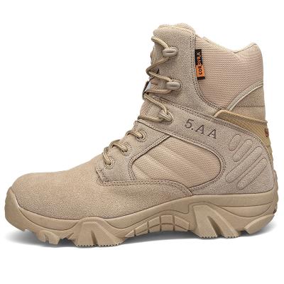 China New Mountaineering Desert Camping Training Outdoor Mesh Round Top Cowhide High Top Military Combat Boots for sale