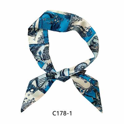 China Custom Printing Twill Silk Long Scarf Ribbon Silk Scarves Hair Head Scarf For Ladies Wholesale for sale