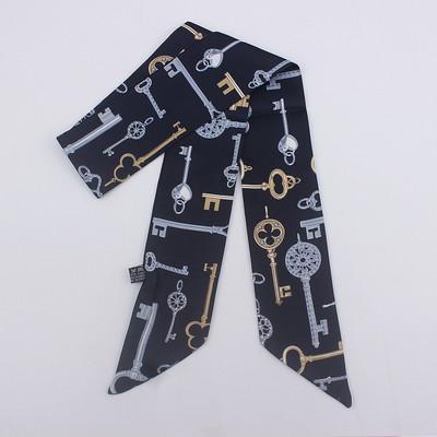 China Custom Printing Twill Hair Band Scarf Long Ponytail Silk Ribbon Holders Long Hair Scarves For Women Girls for sale