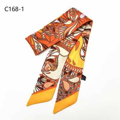 China Narrow Service OEM/ODM Long Digital Printing Ladies Handbag Ribbon Scarf Long Silk Twill Scarf for sale