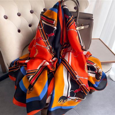 China Custom Women's Fashion Silk Scarf Long Brand Head Scarf Soft Smooth Feeling for sale