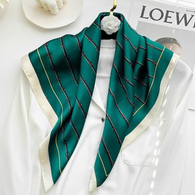 China New Selling Women's 70cm Satin Square Soft Scarf Chain Belt Wholesale Fashion Silky Warm Luxury Elegant Soft Scarf for sale