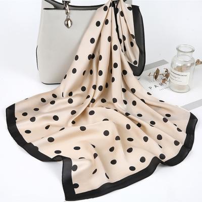 China Spring Summer Soft Elegant Luxury Scarf For Women Silk Feeling Shawl Wraps Scarves Echarpe Feminine Dot Printed Silk Hijab Scarf for sale