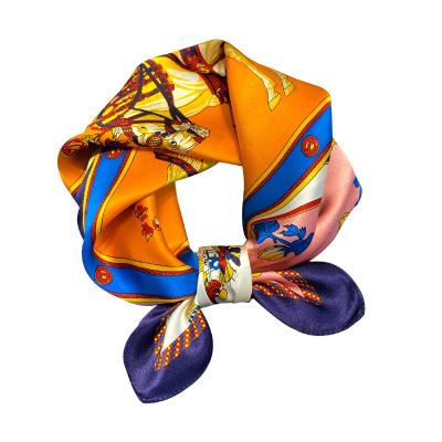 China Luxury Brand Feeling 100% Pure Silk Smooth Soft Square Scarves Euro Printed Small Bandana Scarf Neckscarf Fashion Shawls Scarf For Women for sale