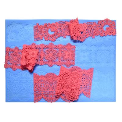 China New Design Disposable Food Grade Cake Border Silicone Lace Mat For Cake Decorating for sale