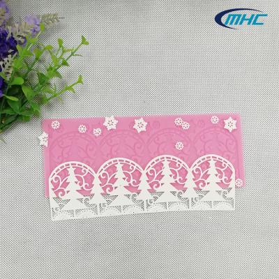 China Sustainable Tree Shaped Sugar Craft Cake Lace Mat Silicone Impressive Mold for sale