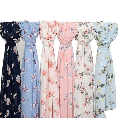 China Cozy Printed Chiffon Soft Floral Hijab Wholesale Georgette Chiffon Shawls Chiffon Shawls for sale