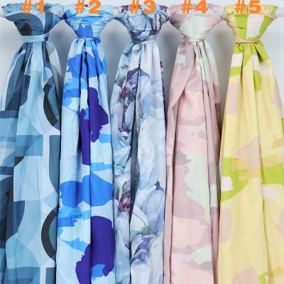 China 2021 Wholesale New Pattern Satin Printing European American Silk Costom Hijabs Colors Fashion Slippery Shawl Scarves 180*70 for sale