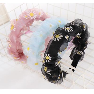 China Fashion Hijab Fashion Selling Organza European American Breathable Hair Band Elastic Adjustable Headband For Women Lady for sale