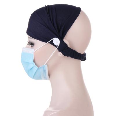 China Hot Sale Breathable Popular Nurse Ringent Plain Turban Hijab Button Elastic Comfortable Turban for sale