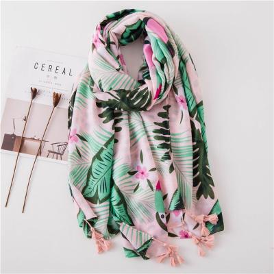 China Beautiful Pretty Printed Tassel Cotton Hijab Women's Shawls Stoles Women Twill Hijab for sale