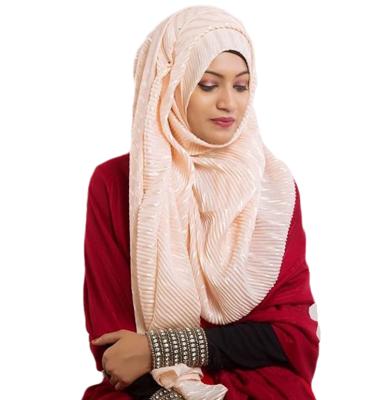 China Wholesale Fashion Cotton Hijab Shimmer Shawls Pleated Scarf For Women Muslim Use Wrap for sale