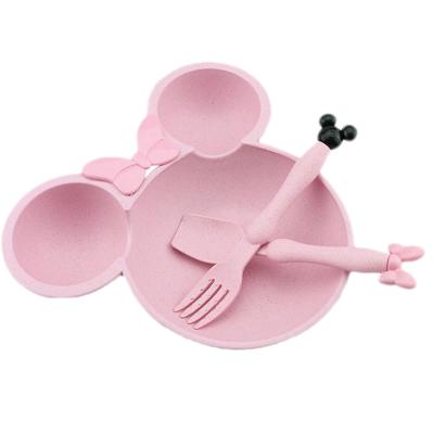 China Wholesale Minimalist 2022 Dinner Wheat Straw Cartoon Bowl Cute Kids Dish Eco-Friendly Tableware Set For Dinner for sale