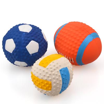 China Viable Football Volleyball Dog Snack Rubber Ball Toys Elastic Vocal Pet Toys Cotton Filled Quality Prt Toys for sale