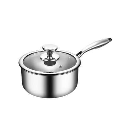 China Food Grade 304 316 Stainless Steel 3-Layer Capped Bottom Milk Sustainable Pan Milk Pot Pan Noodle Cooking Non-Stick Pot Kitchen Pan for sale