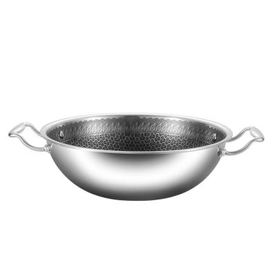 China Modern Compound Bottom Chinese Non Stick Frying 304 Stainless Steel Honeycomb Wok Pan for sale