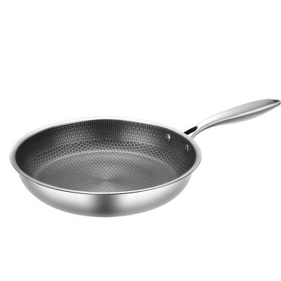 China Stainless Steel Honeycomb Modern Triple Steak Skillet Non-Stick Casserole With SS Handle for sale