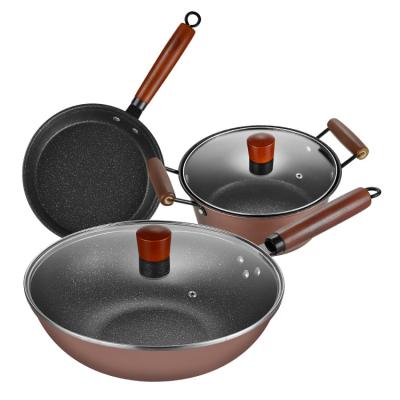 China Factory sale modern kitchenware sets non stick cookware sets cooking set with lids iron pan with coating without product for sale