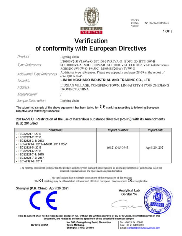 RoHS - Linhai Noshado Industrial And Trading Co., Ltd.