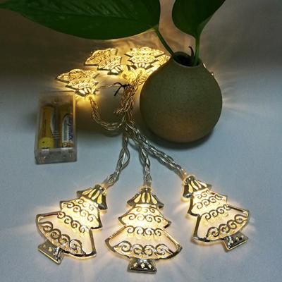 China 10 LED Christmas Home Decor Christmas Tree Metal Battery String Light, Warm White for sale