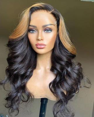 China Top Quality Body Wave Glueless Highlight Brown Color Body Wave Wigs100% Virgin HD Hair Lace Front Wigs Baby Hair Pre Plucked With for sale