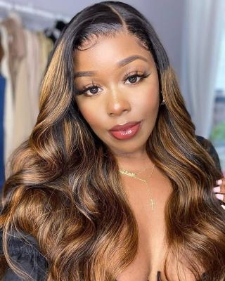 China Super Wave Customized Cuticle Aligned Virgin Brazilian Hair Highlight Closure Wigs HD 4*4 5*5 Pre Plucked With Baby Hair For Women for sale