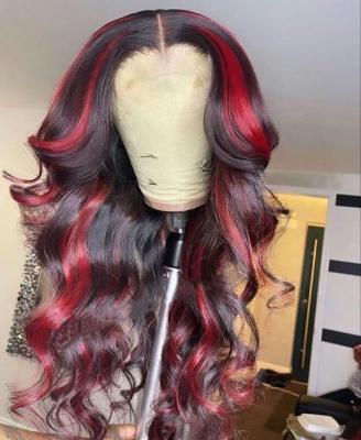 China Good Quality Brazilian Virgin Hair 99J Burgundy 2 Loose Wave Tone HD Lace Closure Wigs Pre Plucked With Baby Hair For Black Women for sale