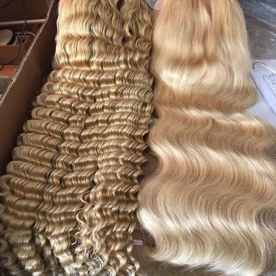 China Factory Price Deep Wave 8-40 Inch 613 Brazilian Virgin Human Hair Blonde Deep Wave 4*4 5*5 6*6 Deep Closure Wigs 613 Pre Plucked For Women for sale