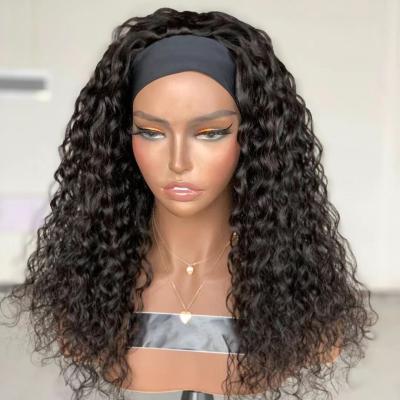 China Hot Sales 100% Brazilian Hair Color Water Wave Cuticle Aligned Bandeau Natural Black Wigs For Black Women for sale