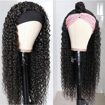 China Hair Kingdom Hair Kingdom Water Wave Wigs Brazilian Curly Headband Wig Glueless Machine Scarf Wigs For Women for sale