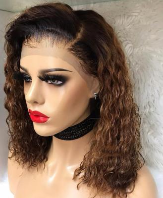 China Best Selling Water Wave Brazilian Virgin Hair Ombre Brown Water Wave Full Lace Wigs Pre Plucked With Baby Hair For Black Women for sale