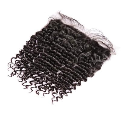 China Brazilian Deep Curl 13x4 Deep Curl Ear To Ear Lace Frontal Closure With Baby Hair Wet And Wavy for sale