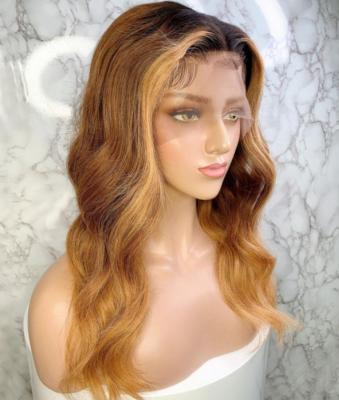 China Blonde Body Wave Wig Front Human Hair Wigs Highlights Ombre Brown Body Wave Lace Front Wig For Woman Preplucked for sale