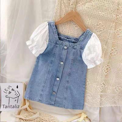 China Summer Comfy Support Girls' Denim Spliced ​​Skirt for sale