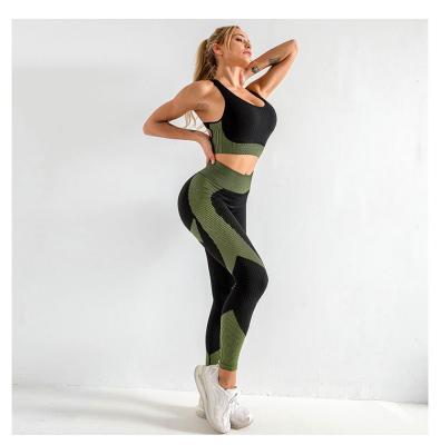 China Hot Sale Women Gym Breathable Fitness Clothing Sports Upper And High Waisted Workout Leggings Yoga Set for sale