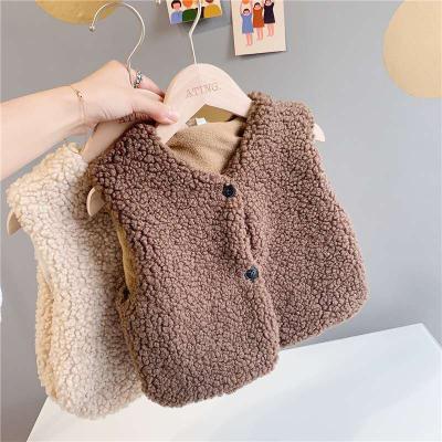 China Breathable pure candy color winter warm joket baby clothes 0-2 years cardigan lambs wool vest coat for sale