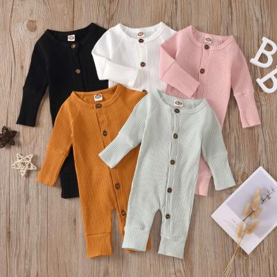 China Eco-friendly Comfortable Breathable Long Sleeve Cotton High Fashion Baby Clothes Ribbed Rompers for sale