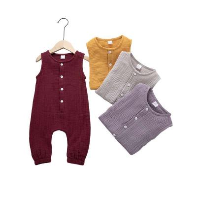 China Kids Eco-Friendly Comfortable Breathable Cotton Sleeveless Newborn Baby Rompers Canvas Baby Jumpsuits Riding Suits Masks Infant Clothes for sale