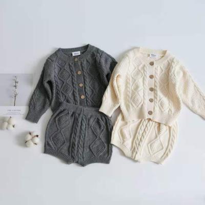 China Autumn And Winter Baby Cotton Knitted Suit Sleeve Twist Jacket Breathable Long Shorts for sale