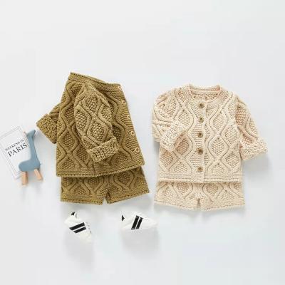 China 2 Pieces Cotton Knitted Baby Sweater and Sweater Babies SweatpantsAutumn Kids Sweater Set Knitwear + Skirt Suits Cotton Cardigans for sale